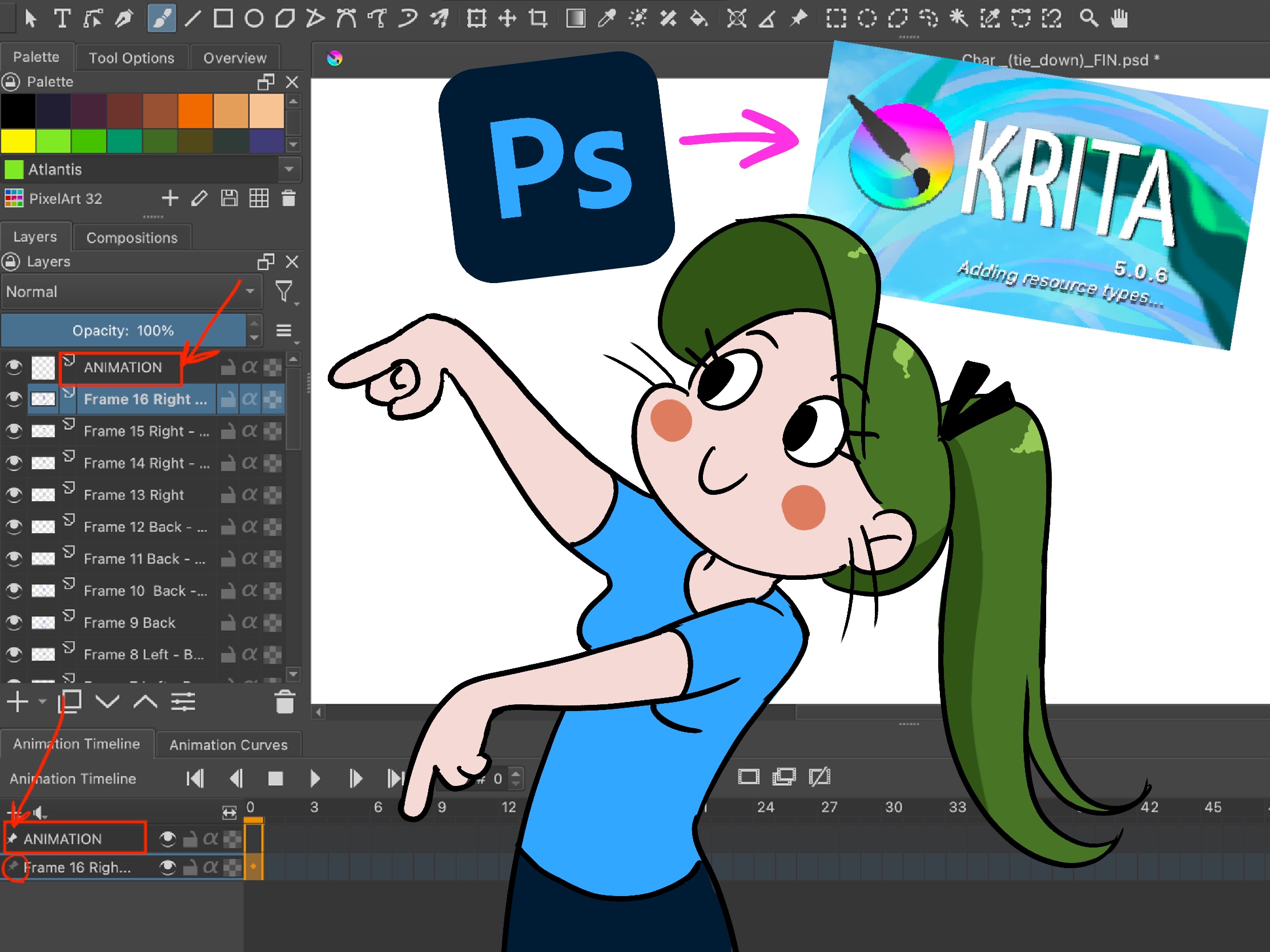 HOW TO CONVERT PHOTOSHOP LAYERS into KRITA ANIMATION